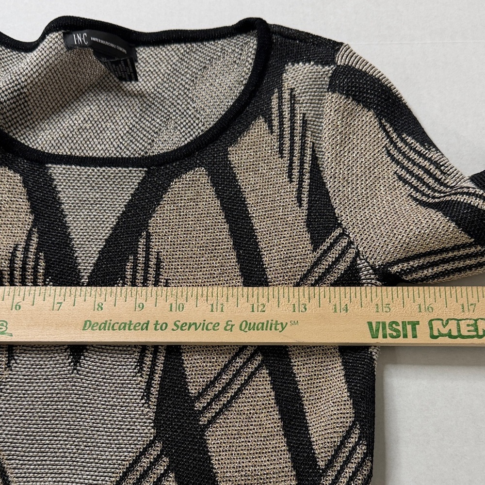 International Concepts Chevron Sweater Size XS Metallic Shimmer Sexy Scoop Neck - Picture 13 of 16